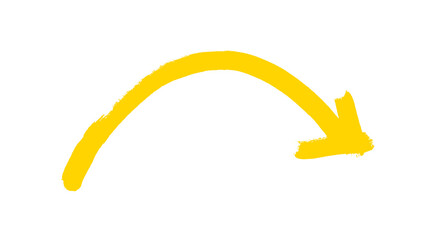 Gelber Pinsel Pfeil mit Schwung nach rechts