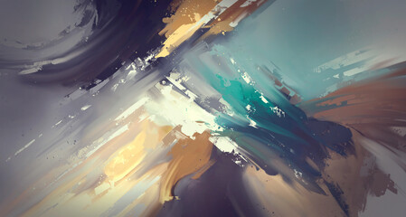 Abstract picturesque background with paint strokes and splashes	
