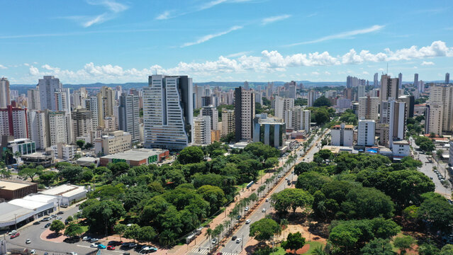 Panoramic view of Tamandare Square in the heart of Goiania, Goias, Brazil