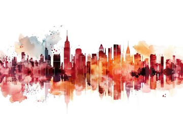 Graphic Cityscape Prints water color style,isolate on white,Clip art
