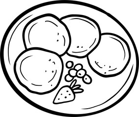 Cottage pancakes. Ukrainian food. Hand drawn vector flat illustration.