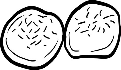 Garlic bread. Ukrainian food. Hand drawn vector flat illustration.
