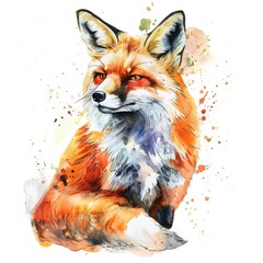 Obraz premium Fox water color style,isolate on white,Clip art