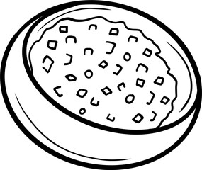 Potato salad olivie. Ukrainian food. Hand drawn vector flat illustration.