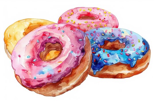 Sure, here is a description for the image: A delicious glazed donut with colorful sprinkles isolated on a white background