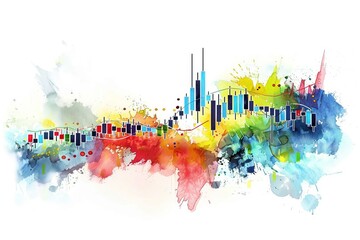 Obraz premium Abstract background with colorful paint splatters in a mix of bright hues and textures
