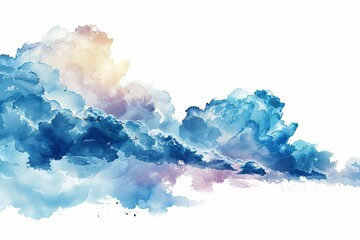 Abstract watercolor painting with clouds on background - obrazy, fototapety, plakaty