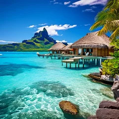 Cercles muraux Bora Bora, Polynésie française summer-vacation-at-a-luxury-beach-resort-on-bora-bora-french-polynesia