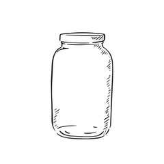 A line drawn black and white illustration of a glass jar, shaded using lines and drawn in a sketchy style.