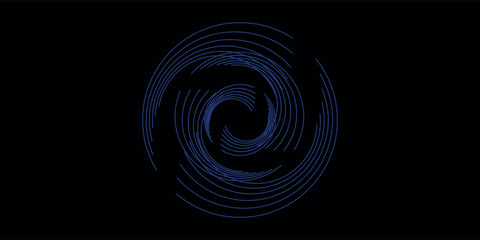 Dark abstract background with glowing neon circles, vector