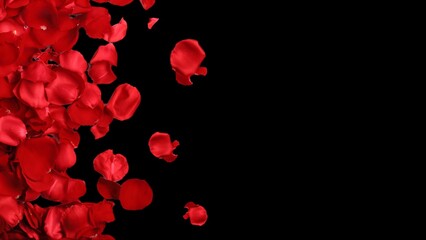 red rosse petals on black background