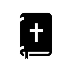 Bible icon. Black and white silhouette of a holy Bible. Religious symbol.