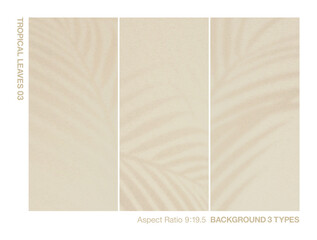 植物の影。夏に適した背景素材。9:19.5のスマートフォン壁紙素材3点セット。