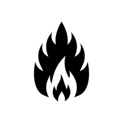 Fire icon. Black symbol of flame. Campfire isolated icon. Vector illustration.