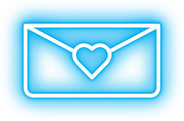 neon love letter envelope icon in blue color