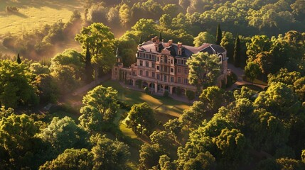 Transport yourself to the serene surroundings of Belmont Mansion, where the drone's lens captures...