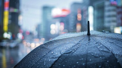 Obraz premium A person standing in the rain, holding an umbrella for protection from the precipitation