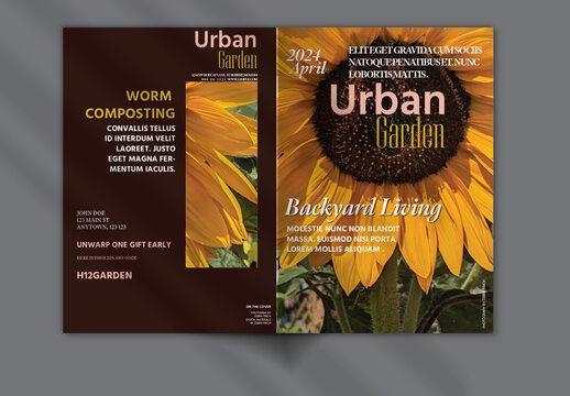 Brochure Cover Layout with Urban Garden Pictures Earth Natural Organic Color Theme