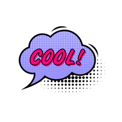 Comic speech bubble with text Cool isolated on white background. Cartoon style.
