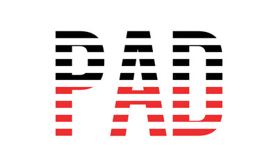 PAD three initial letter iconic line negative space minimal logo design vector template. monogram, abstract, wordmark, business, typography, minimalist, brand, company, flat, modern, unique, simple