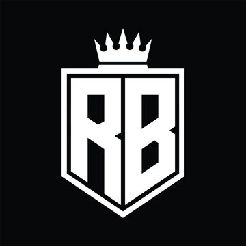 recommend clip art: RB Logo monogram bold shield geometric shape with crown outline black and white style design