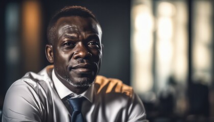 Thoughtful businessman contemplating in office