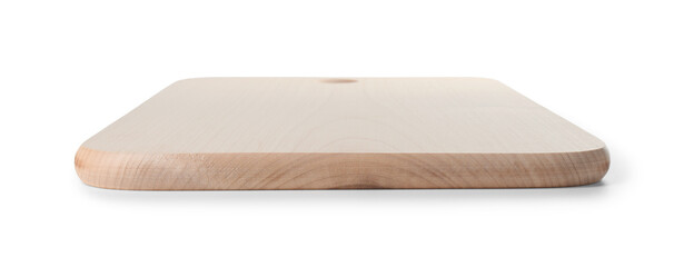 One wooden cutting board on white background