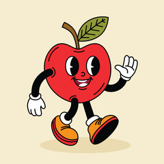 sun in groove style.Retro character.Cartoon vector illustration, print