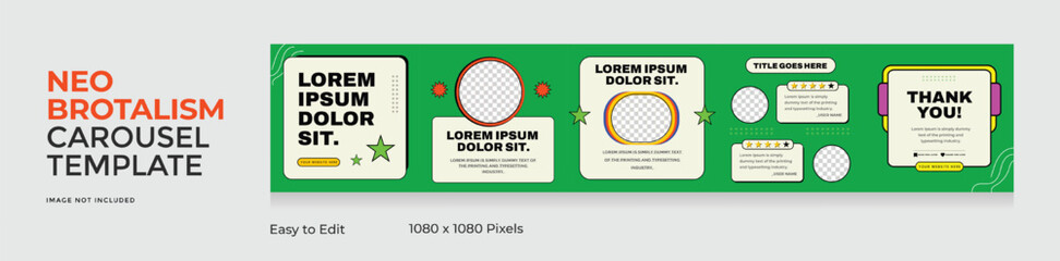 Geometric carousel. Modern. Tech. Colorful. Blue. Yellow. NeoBrutalism. NeuBrutalism 2026