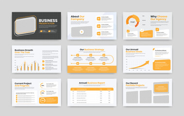 Fototapeta na wymiar Corporate business overview and data presentation modern slider layout design
