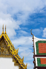 colorful ancient roof of the thai public buddhist church,thailand