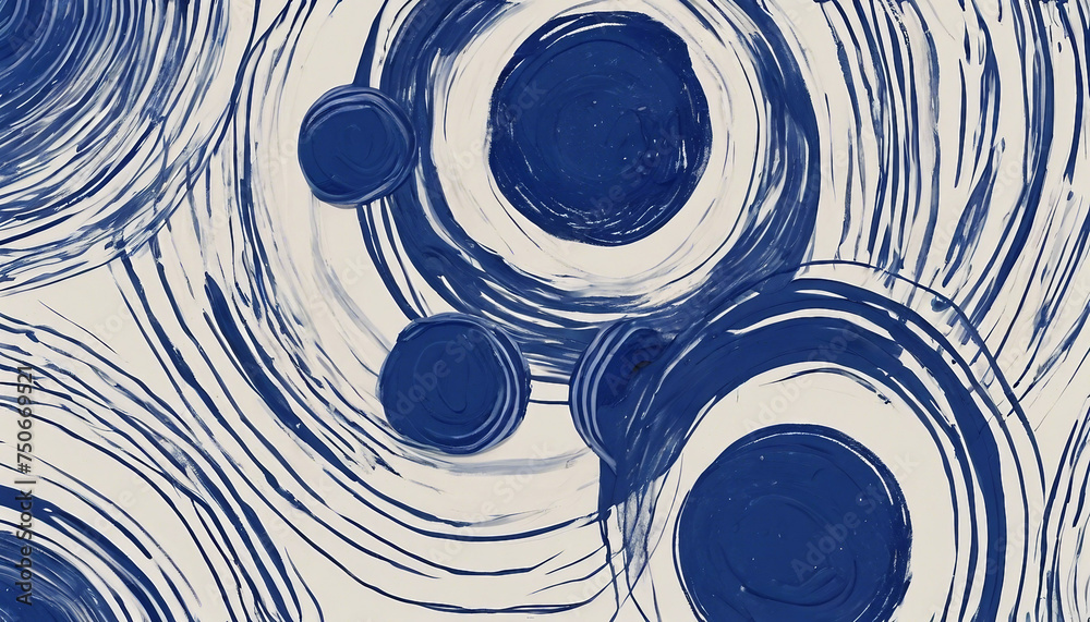 Sticker dark blue line and circle acrylic paint texture