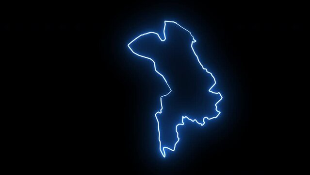 map of Halabja in iraq with glowing neon effect