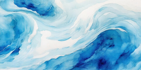 Fototapeta na wymiar Watercolor surface ocean water wave, seamless blue water ocean wave background. Blue water ocean surfing wave.