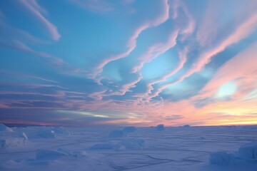 Noctilucent clouds glowing after sunset in polar regions - obrazy, fototapety, plakaty