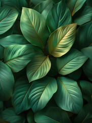 Elegant Green Spathiphyllum Leaf Veins Background.