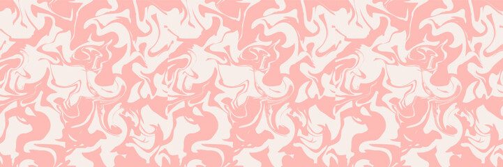 Wavy Swirl Seamless Pattern in Peach Fuzz Colors. Hand Drawn Vector Illustration. Seventies Style, Groovy Background, Wallpaper, Print. Flat Design, Hippie Aesthetic.