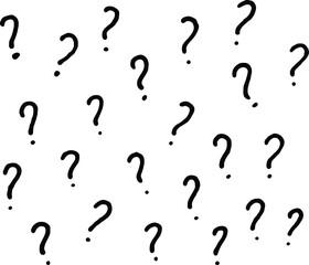 Question Mark Handdrawn Pen Doodles Collection Set Isolated