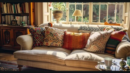 A snug living room setup featuring a roaring fireplace, plush throws, lit candles, and a book, creating an inviting atmosphere of warmth and relaxation