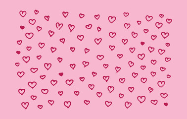  Hand-Drawn Hearts Vector Set on Pink Background