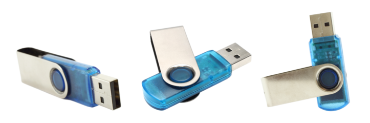 Set of USB Flash Drives, isolated on transparent background