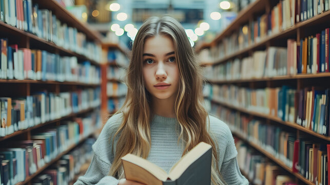 Studious Teenager: Academic Exploration in the University Library. Generative AI
