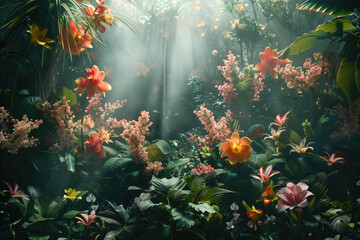 Botanical Tapestry: A Rich and Textured Floral Display Creating an Immersive Natural Environment