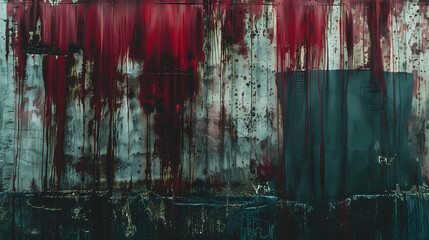 Abstract Red and Black Paint Streaks on Textured Surface
