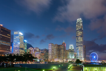 Skyline of downtown district of Hong Kong city at dusk - 750674707