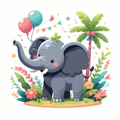 cute elephant vector on white background.