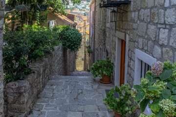Fototapeta na wymiar City street. Dubrovnik old town. Selective focus