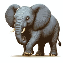 Fototapeta premium cute elephant vector on white background.