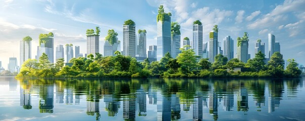 Transforming the City Skyline with Sustainable Urban Development and Diverse Architectural Styles. Concept Urban Planning, Sustainable Architecture, Diverse Cityscape, Skyline Development