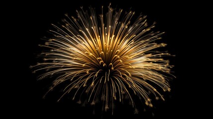 gold fireworks isolated on black background copy